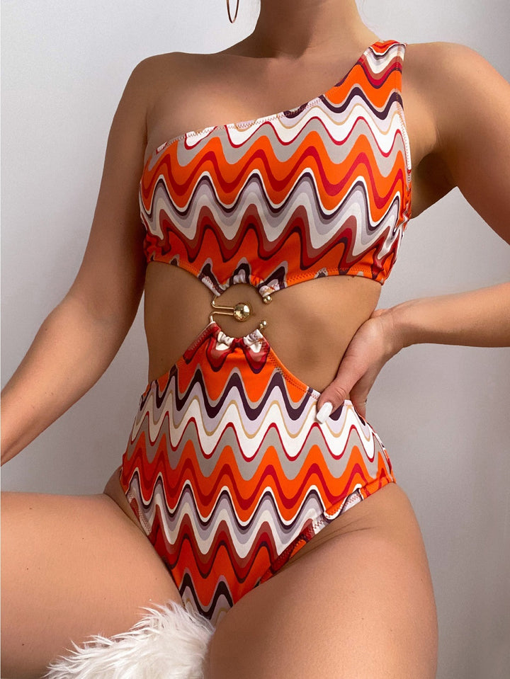 Damen Designer Badeanzug mit asymmetrischem Schnitt und sexy Cut-Outs Drune