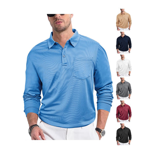Herren Polohemd mit modernem Strukturdesign und praktischer Brusttasche Drune