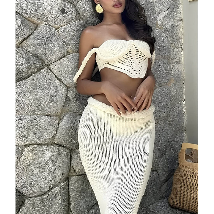 Damen Häkel-Bikini-Set mit verstellbaren Trägern und elastischem Bund Drune
