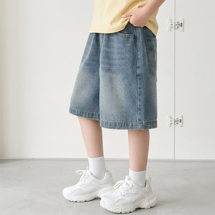 Jungen lässige Denim-Shorts mit komfortablem elastischem Bund und praktischen Taschen Drune