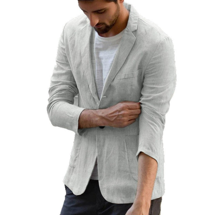 Herren eleganter Leinen-Blazer mit modernem Schnitt und Taschen Drune