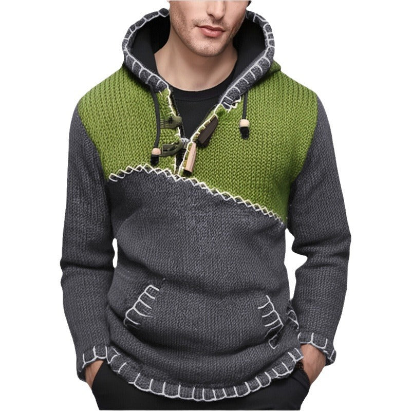 Herren Kapuzenpullover mit einzigartigem Zickzackmuster und hochwertiger Strickstruktur Drune