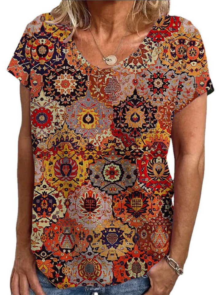 Damen T-Shirt mit buntem orientalischen Muster Drune
