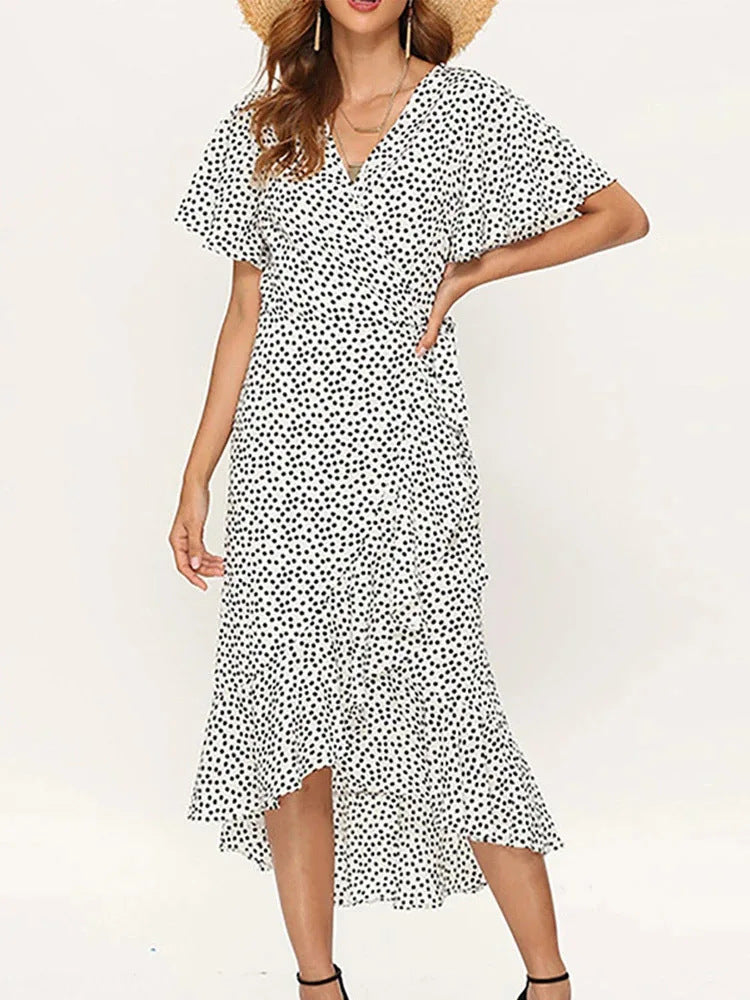 Damen Maxikleid mit floralem Design und schwingendem Saum Drune