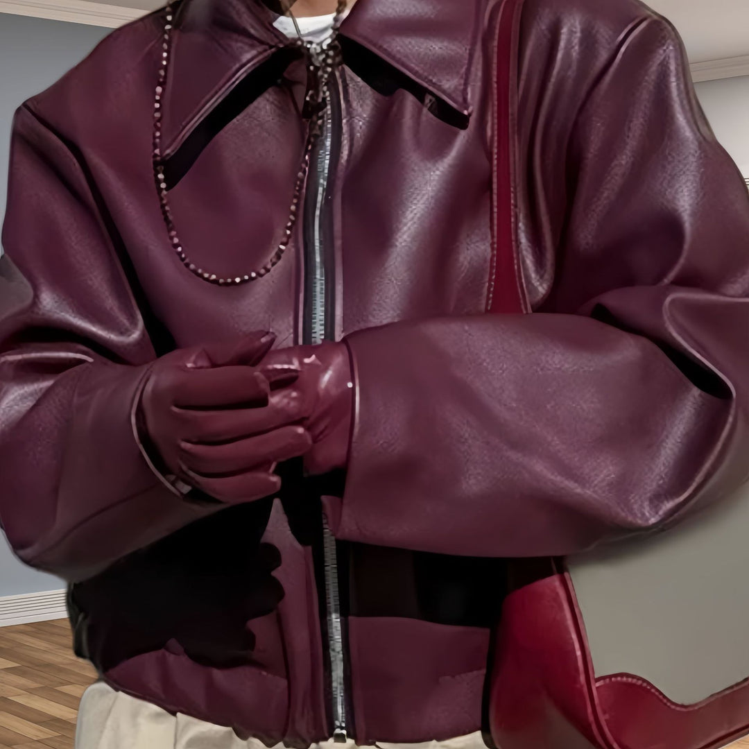 Damen Übergroße Lederjacke Drune