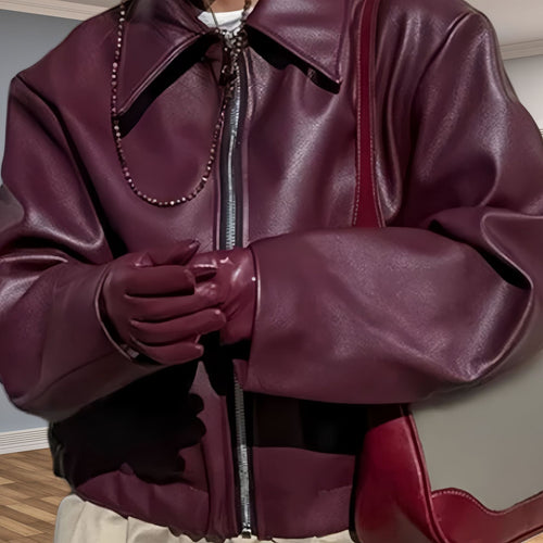 Damen Übergroße Lederjacke Drune