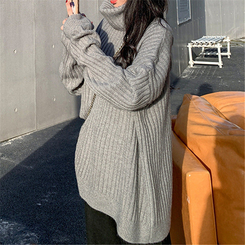 Damen Eleganter und gemütlicher Rollkragenpullover mit Rippstruktur Drune