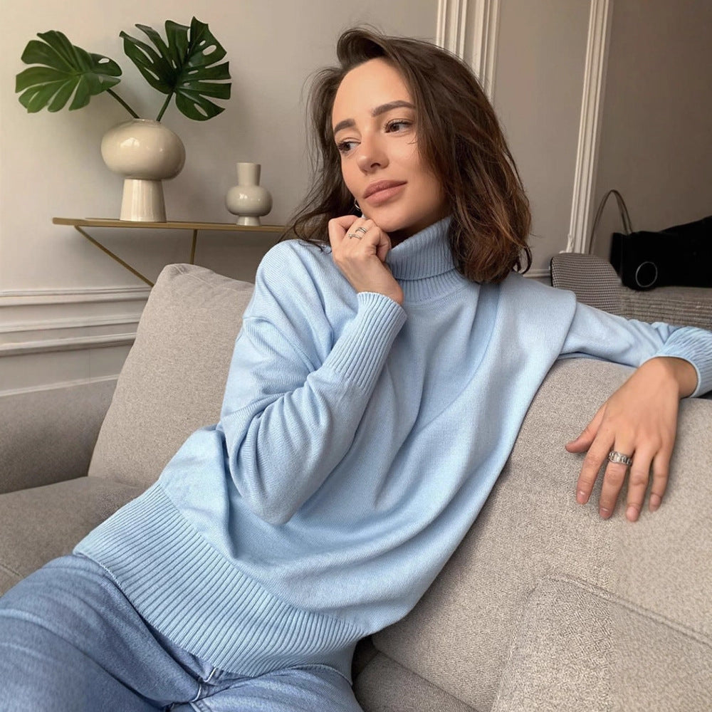 Damen Lässiger Rollkragenpullover aus hochwertigem Strick Drune