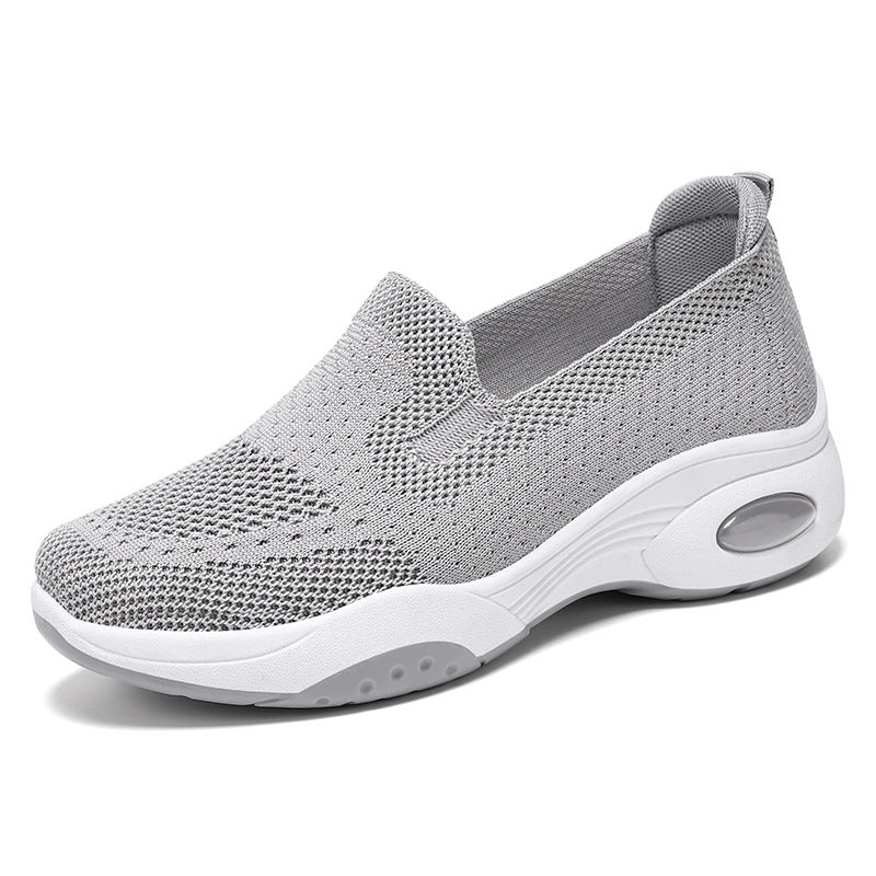 Damen nan nahtloser Strick-Freizeit-Sneaker mit atmungsaktiver Mesh-Oberschicht und sichtbarer Luftkissen-Zwischensohle Drune