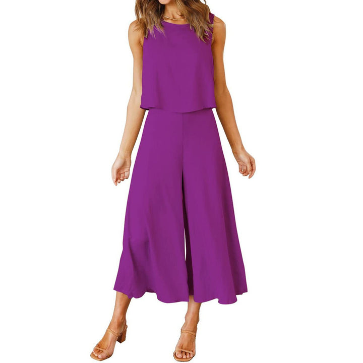 Damen bequemer Jumpsuit mit weitem Bein und schulterfreiem Design Drune