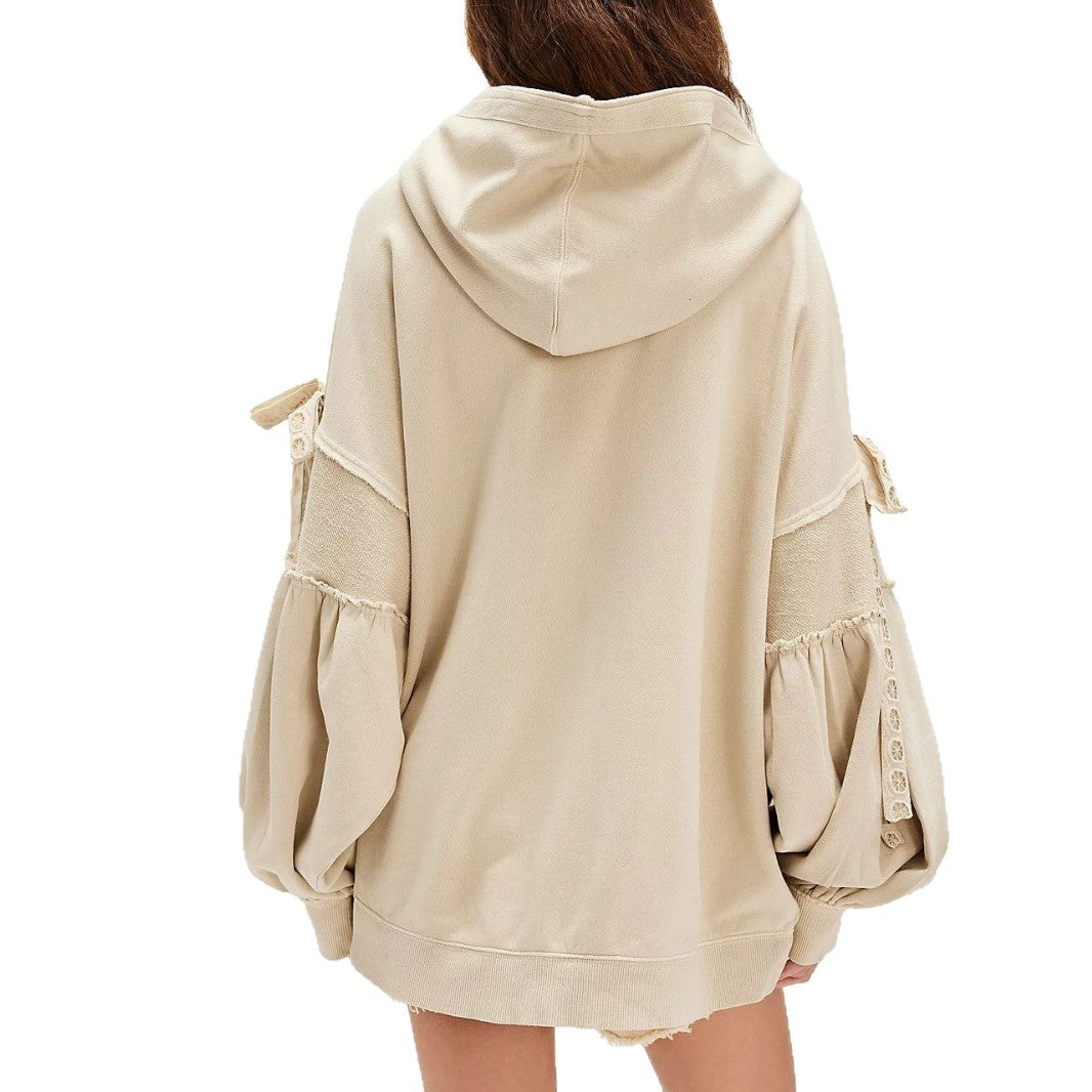 Damen Oversize Kapuzenpullover mit einzigartigen Ärmeldetails Drune