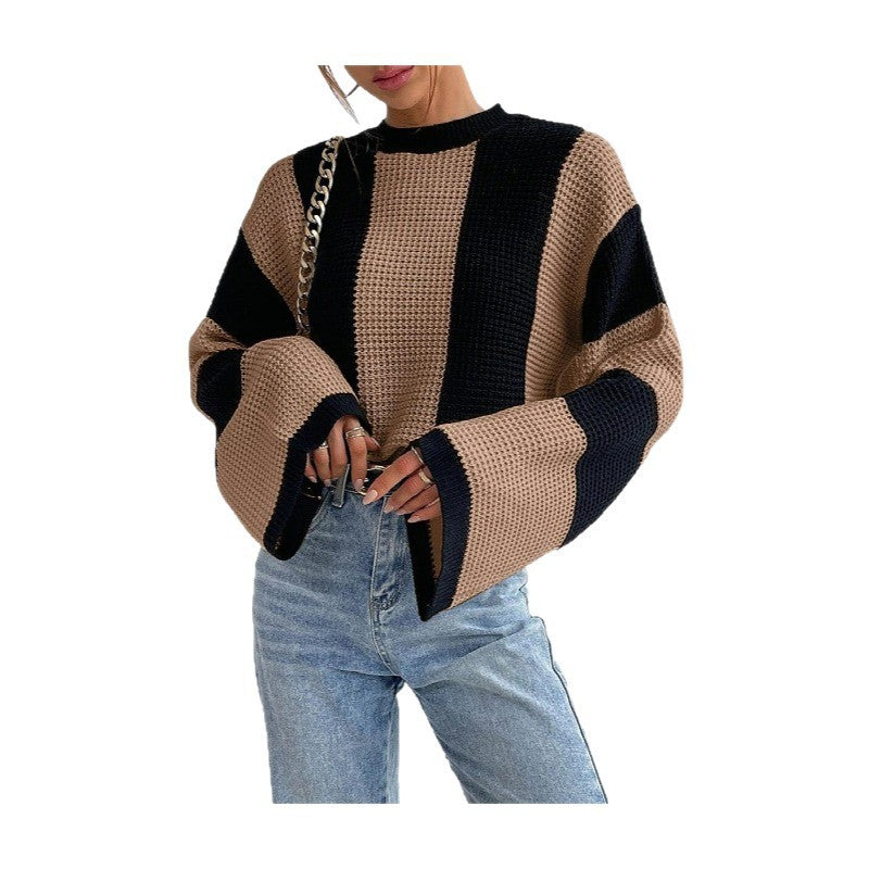 Damen Strickpullover mit einzigartiger Waffelstruktur und breiten Ärmeln Drune