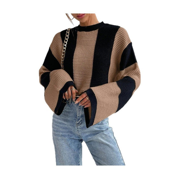 Damen Strickpullover mit einzigartiger Waffelstruktur und breiten Ärmeln Drune