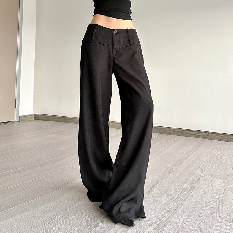 Damen Weite Chinohosen mit hohem Bund und seitlichen Taschen Drune