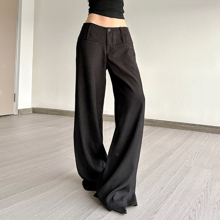 Damen Weite Chinohosen mit hohem Bund und seitlichen Taschen Drune