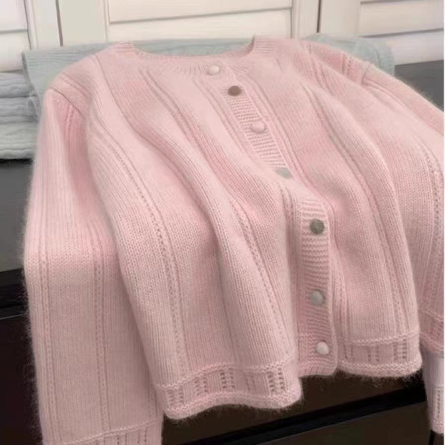Damen Strickjacke mit dekorativem Rippdesign und Knopfverschluss Drune