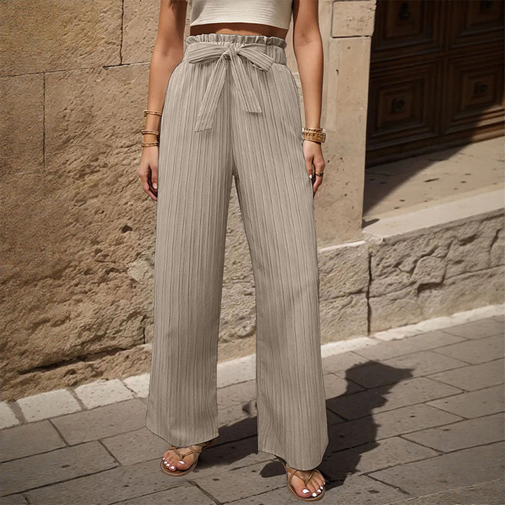 Damen Plisseehose mit elastischem Bund und Taillengürtel Drune