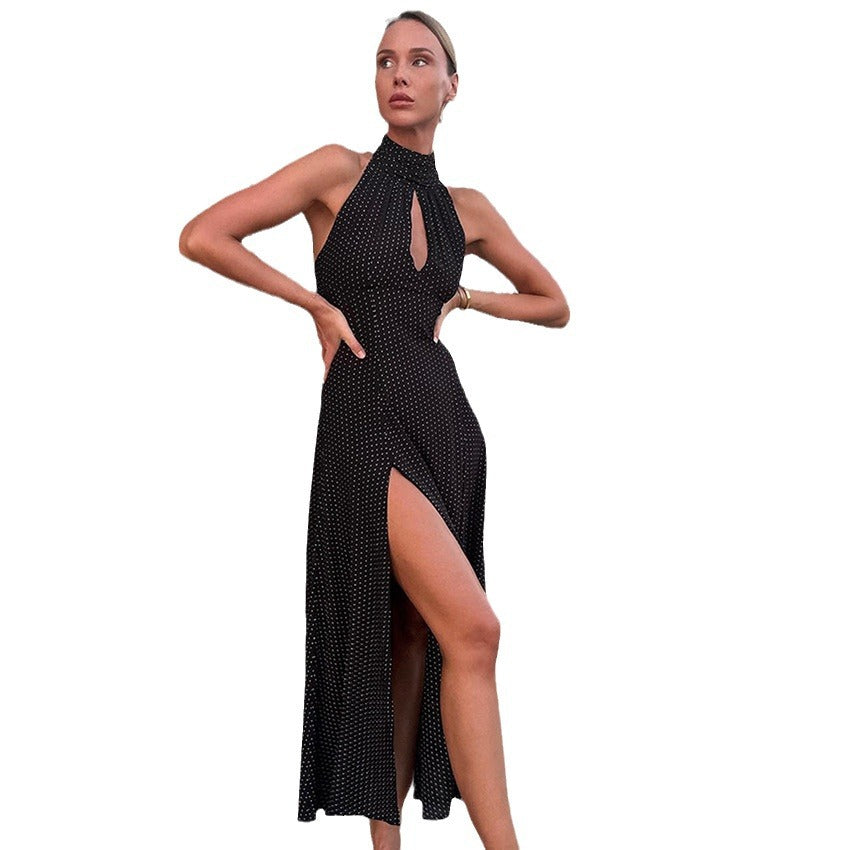 Damen Maxikleid mit schickem High Neck und eleganten Schlitzen Drune