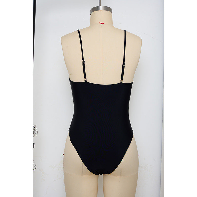 Damen Einteiler Badeanzug mit eleganten Trägern und Push-Up-Funktion Drune
