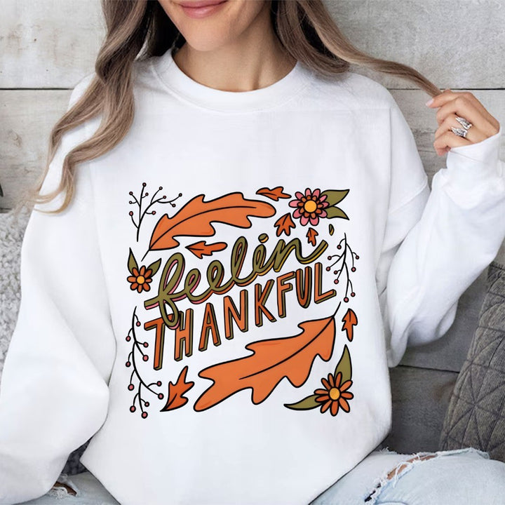 Damen Sweatshirt mit buntem Herbstmotiv und inspirierendem Schriftzug Drune