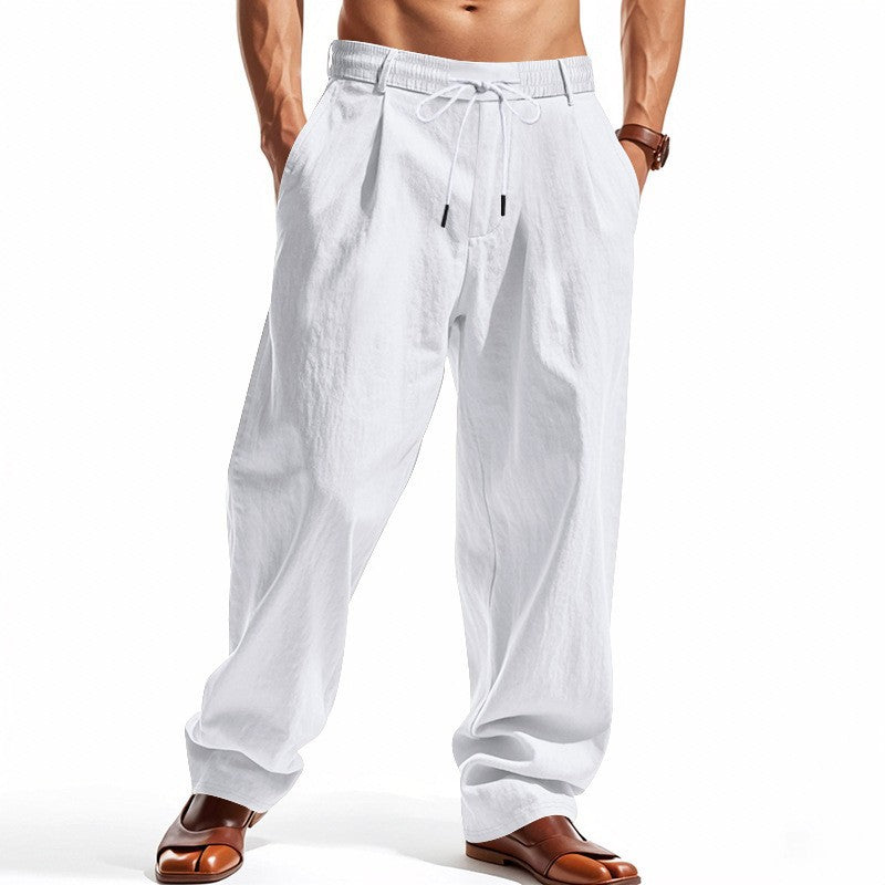 Herren elegante und lockere Freizeithose mit elastischem Bund und praktischen Taschen Drune