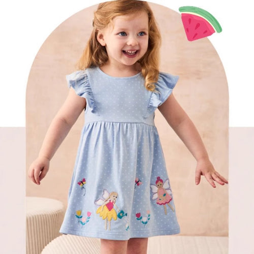 Mädchen Kleid mit niedlichen Feenapplikationen Drune