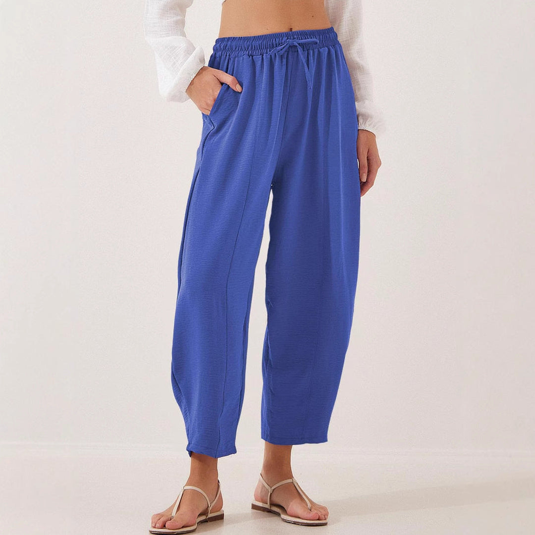 Damen lässige Freizeithose mit elastischem Bund und praktischen Seitentaschen Drune