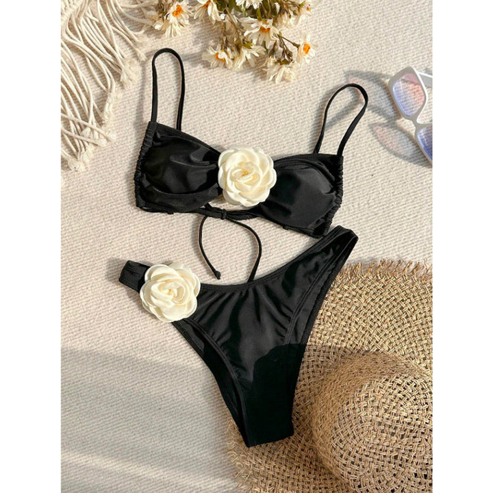 Damen Bikini-Set mit eleganter Blumenapplikation Drune