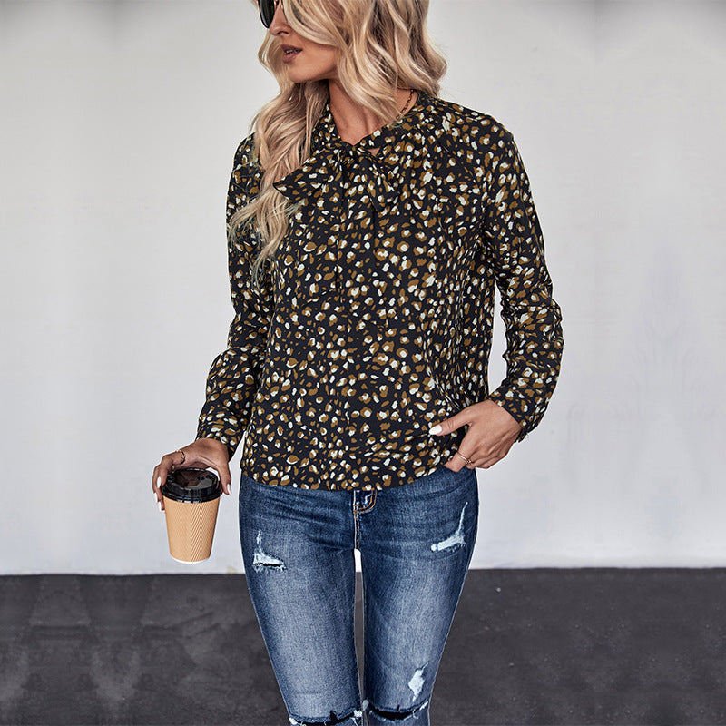 Damen Bluse mit modernem Punkte-Design und elegantem Kragen Drune