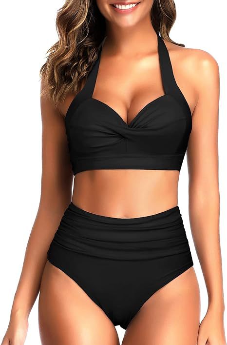 Damen Hochgeschnittener Bikini mit raffiniertem Oberteil Drune