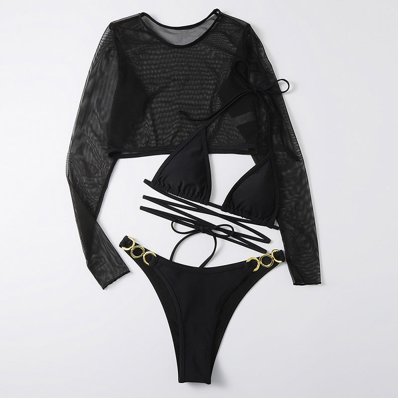 Damen Bikini-Set mit langem Oberteil und verstellbaren Bändern Drune