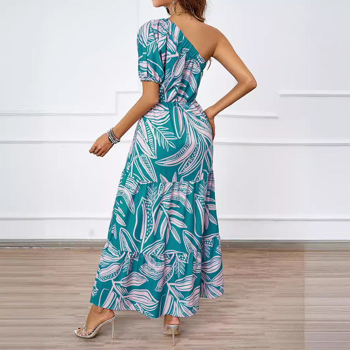 Damen Maxikleid im asymmetrischen Design mit floralem Muster und Wickelgürtel Drune