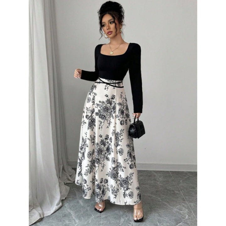 Damen Maxirock mit floralem Design und elastischer Taille Drune