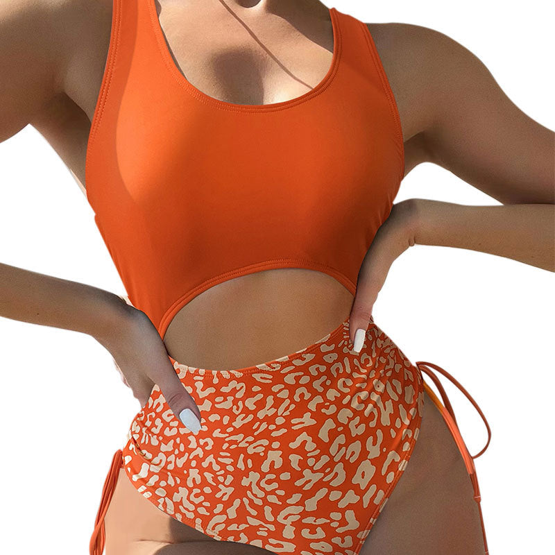 Damen Einteiler Badeanzug mit modischem Cut-Out und eleganter Leoprint-Details Drune