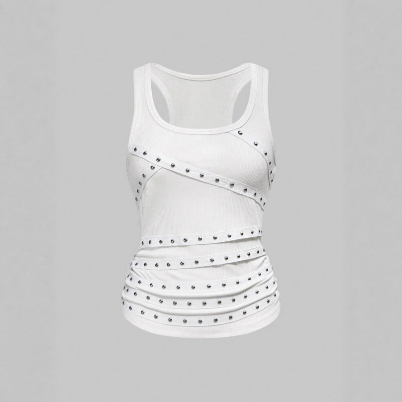 Damen Sportliches Top mit stylischen Nieten-Details Drune