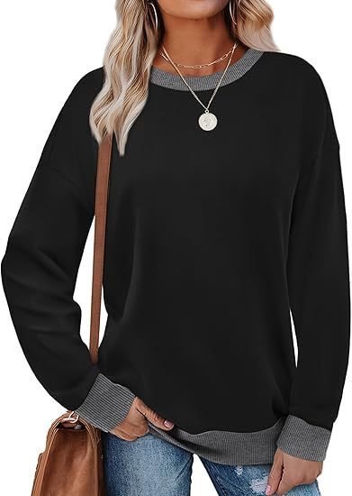 Damen Lässiger Sweatshirt mit Kontrastbündchen und oversized Passform Drune