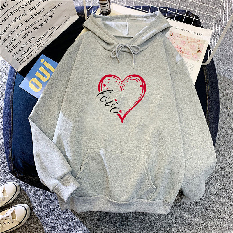 Damen Kapuzenpullover mit romantischem Herz-Design und hochwertigem Fleece Drune