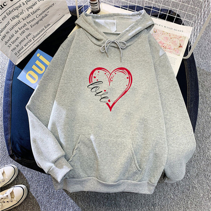 Damen Kapuzenpullover mit romantischem Herz-Design und hochwertigem Fleece Drune