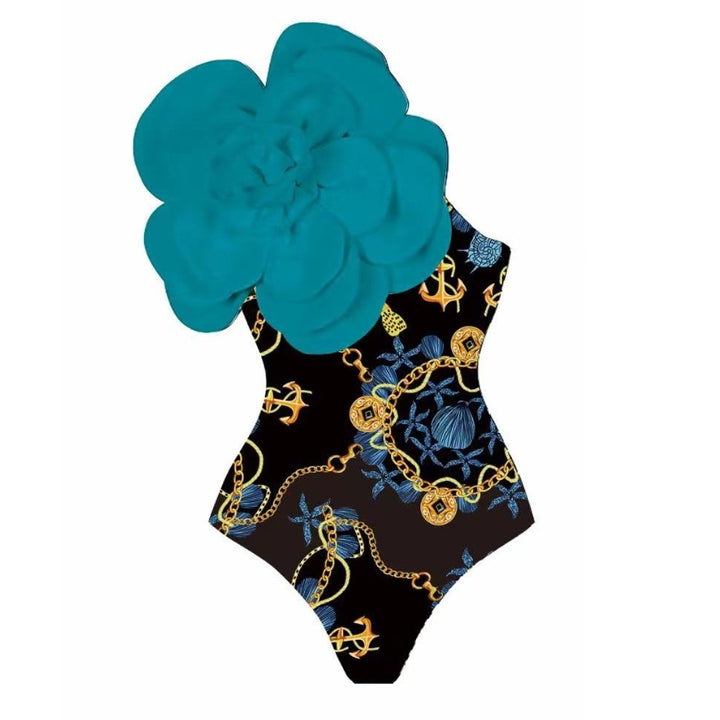 Damen Eleganter Einteiler mit kunstvoller Blumendekoration Drune