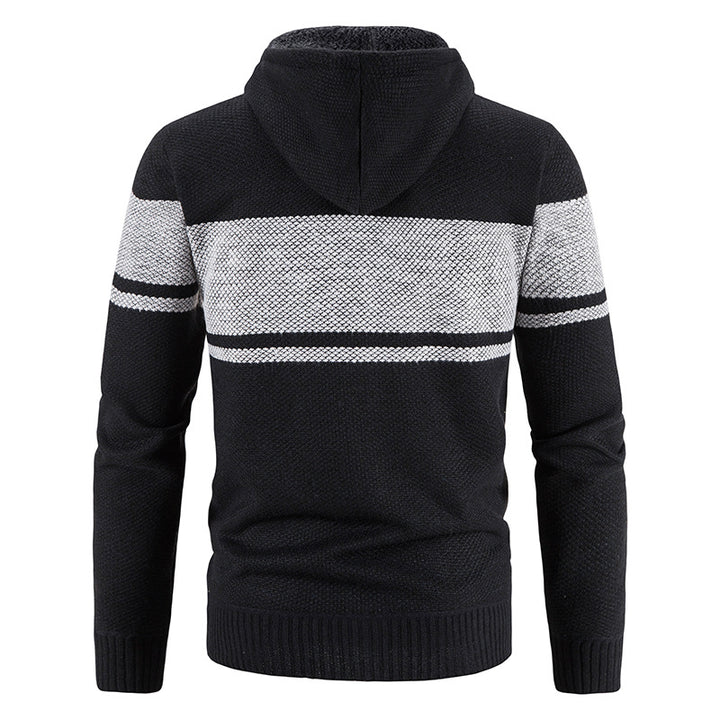 Herren nan gefütterte Strick-Kapuzenjacke mit Teddyfutter, durchgehendem Reißverschluss und Kordelzug Drune