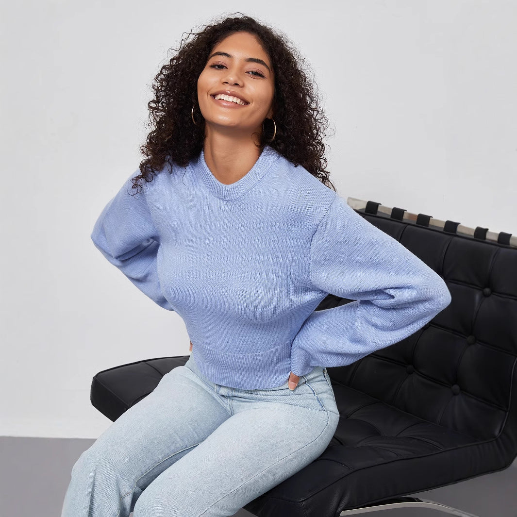Damen lässiger Pullover mit weit geschnittenen Ärmeln Drune