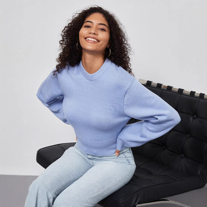 Damen lässiger Pullover mit weit geschnittenen Ärmeln Drune
