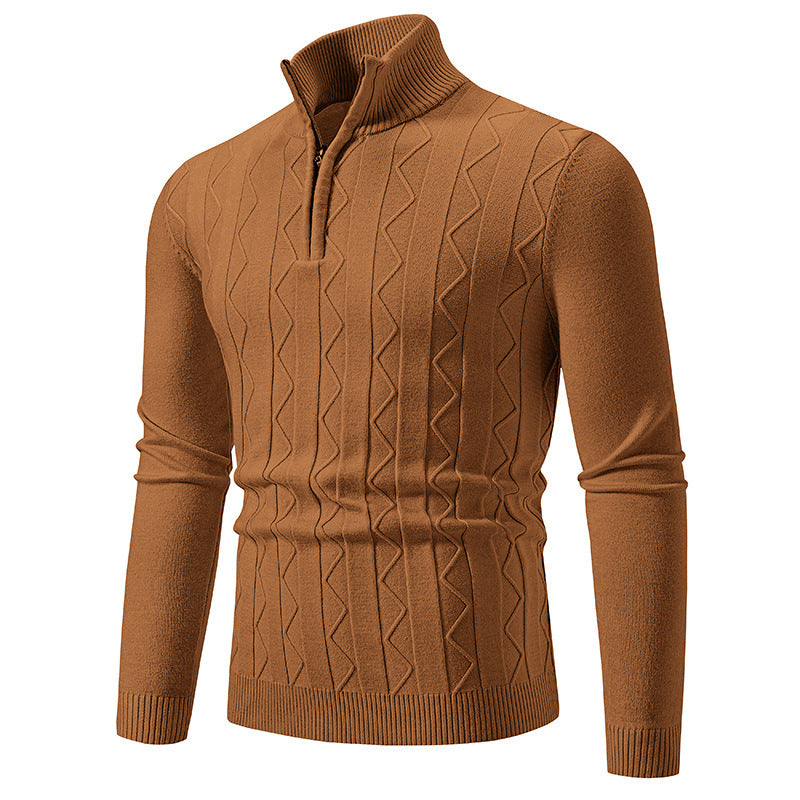 Herren eleganter Rollkragenpullover mit Zopfmuster und hohem Kragen Drune
