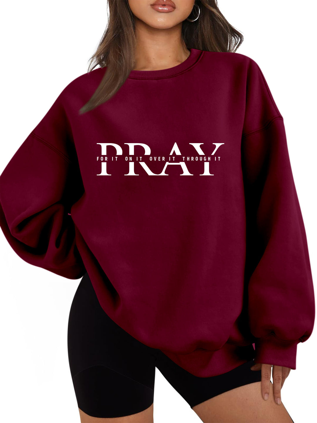 Damen Sweatshirt mit oversized Schnitt und inspirierendem Aufdruck Drune