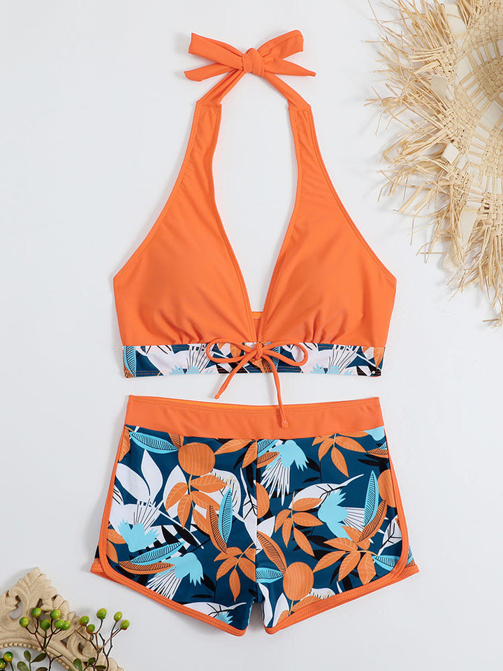 Damen Sportliches Bikini-Set mit verstellbarem Haltertop und Shorts Drune
