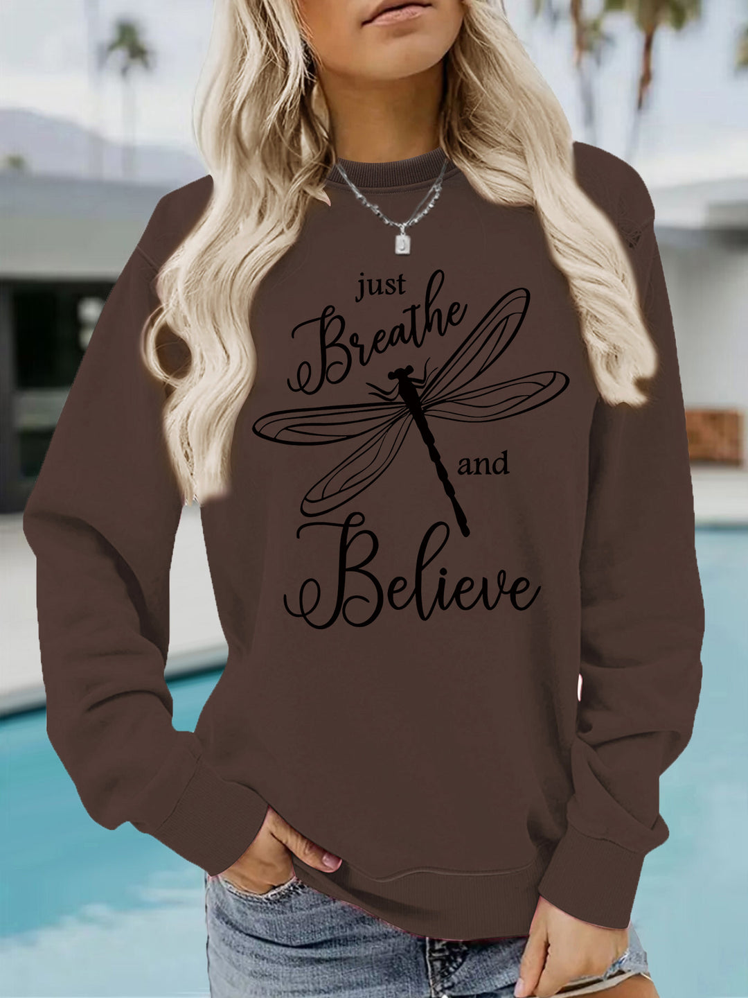 Damen Sweatshirt mit inspirierendem Drachenfliegen-Motiv und lässigem Schnitt Drune