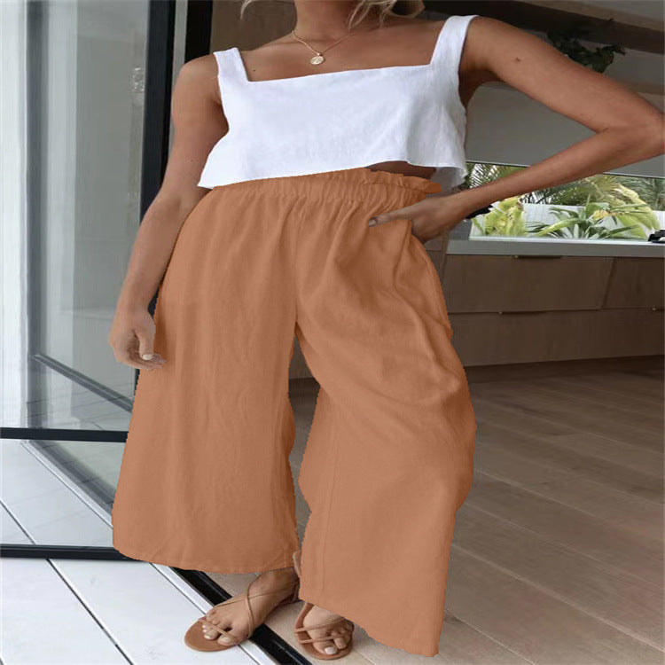 Damen Weite Sommerhose mit elastischem Bund und stilvollem Schnitt Drune