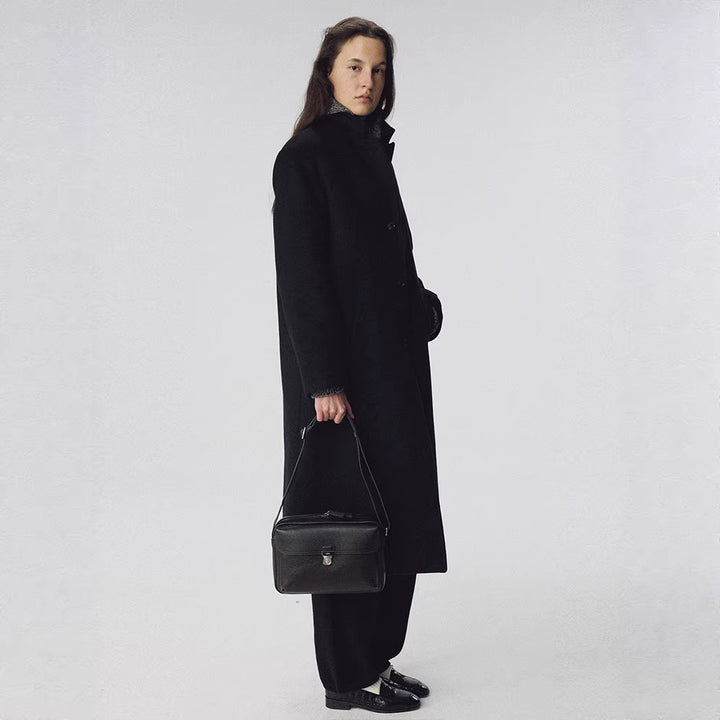 Damen eleganter, langer Mantel mit schickem Revers und aufgesetzten Taschen Drune