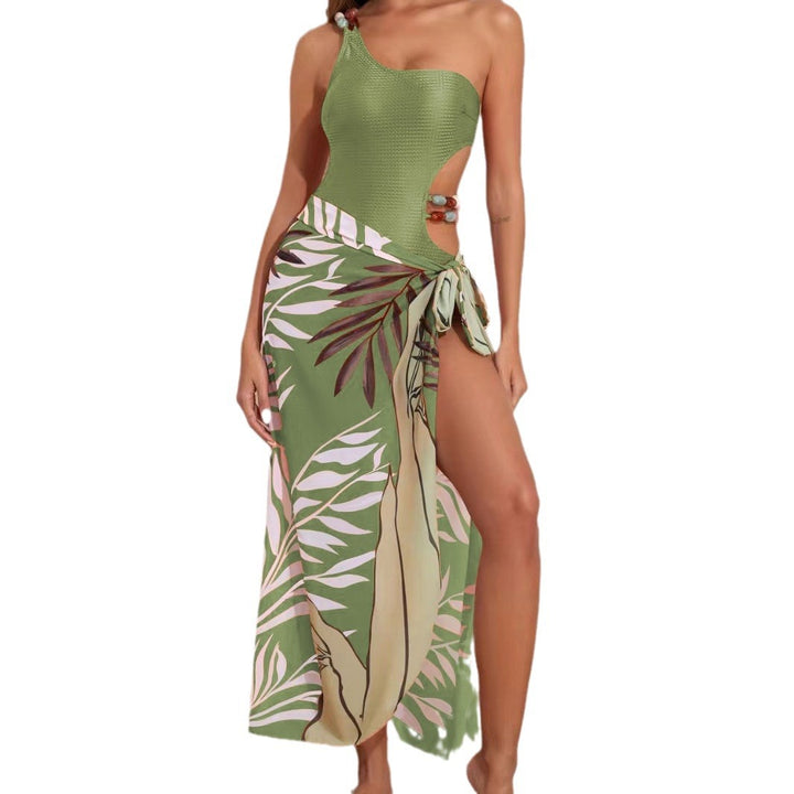 Damen Badeanzug-Set mit asymmetrischem Oberteil und elegantem Sarong Drune
