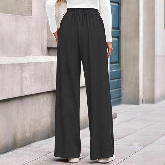 Damen Weite Stoffhose mit hochgezogenem Taillenbund und praktischen Eingrifftaschen Drune